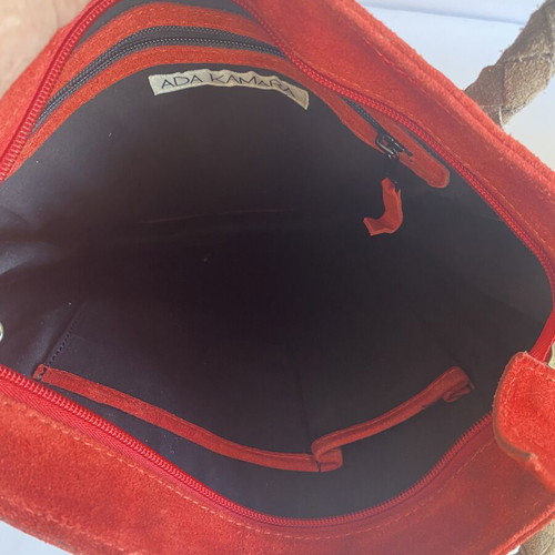 Ada Kamara women's suede handbag like new, red