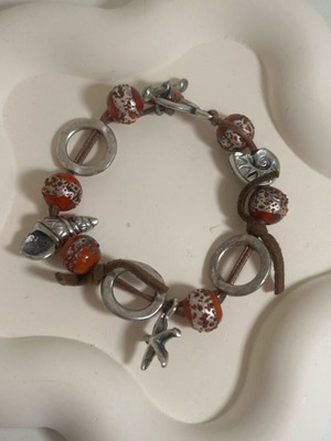 Vintage handmade bracelet like new, brown and silver