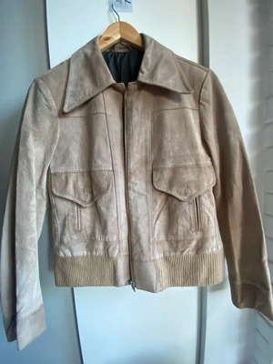 Unisex suede vintage jacket used, beige, size L