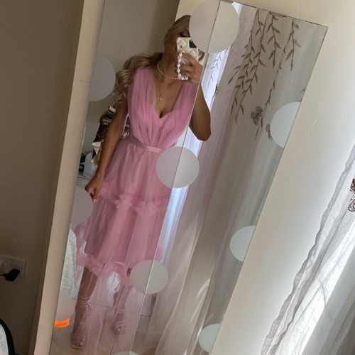 Tulle dress with back corset like new, pink, size S