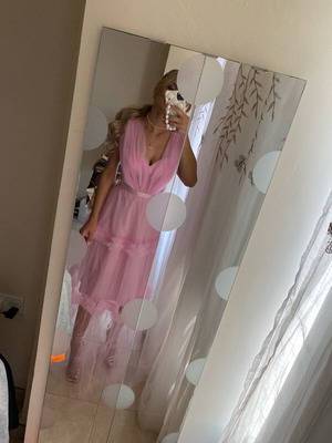 Tulle dress with back corset like new, pink, size S