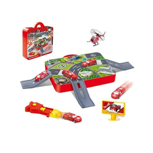 Fire brigade suitcase racetrack new, playset