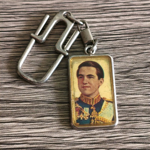 King Constantine II keychain used, double-sided vintage