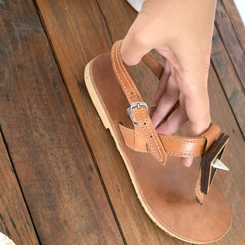 Meet The Cat leather sandals new, wood and plexiglass details, size 37