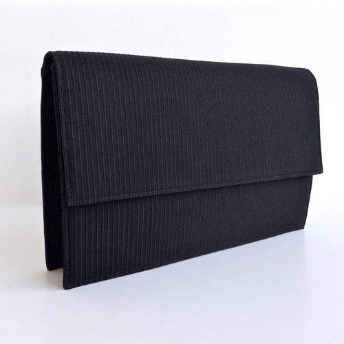 Marina Rinaldi clutch bag used, black ribbed satin
