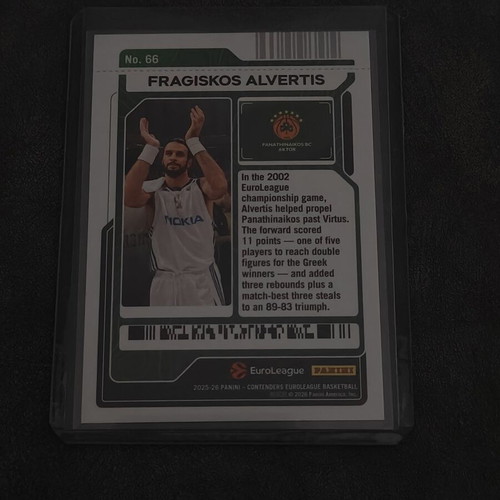 Fragiskos Alvertis Play-In Ticket Panini Contenders EuroLeague 2025-26 like new