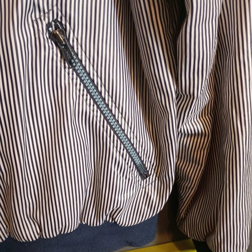 Lacoste women's jacket used, size L, striped with cotton lining