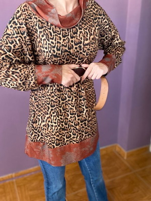 Nidodileda μπλούζα φόρεμα λεοπάρ σαν καινούργιο, small/medium
