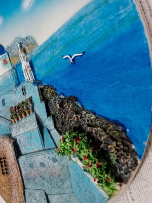 Handmade wall decor used, embossed, Thassos