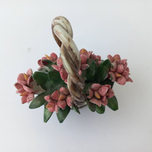Old ceramic decorative basket figurine like new, handmade Italian