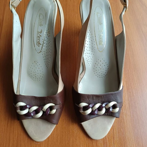 Verde sandals like new, genuine leather, size 40, beige brown