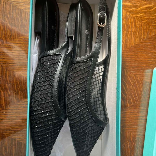 Black leather slingback shoes size 38 new
