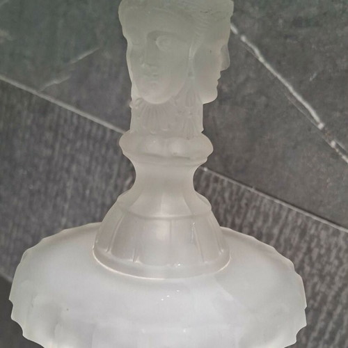 Antique Satin Glass Duncan Three Face Oil Lamp used, c. 1878
