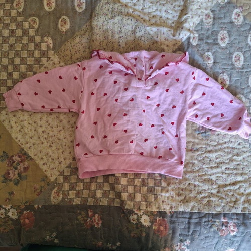 Pink baby sweatshirt with hearts and collar, Sinsay