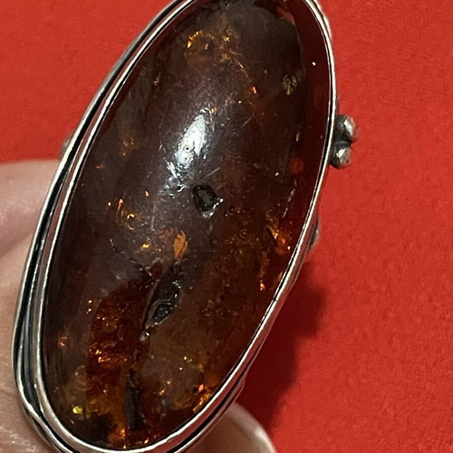 Gerochristo 925 silver ring with vintage amber
