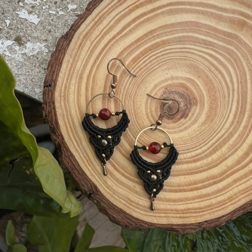 Macrame earrings new, handmade black