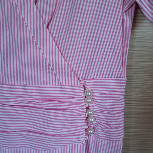 Motf wrap dress, white and pink, size S