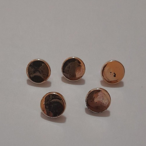 Metal decorative buttons used, set of 5, gold color