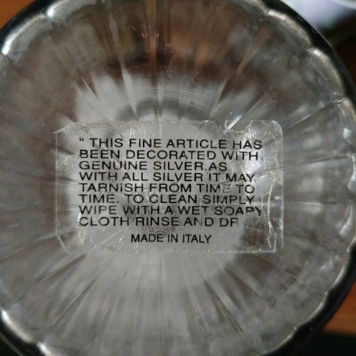 Italian glass vase with silver coating, like new