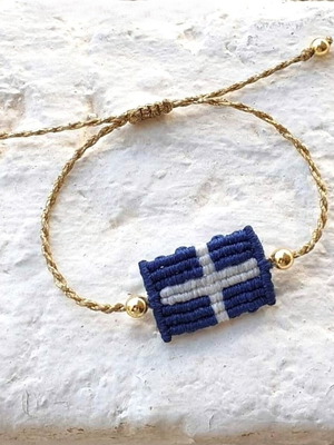 Anniversary bracelet Greek flag with hematite semi-precious stones new
