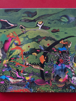 Surrealism painting with acrylic and collage new