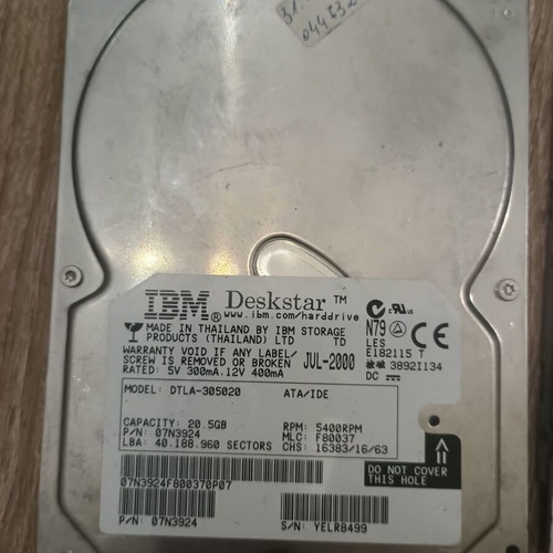 HDD IDE 20.5GB used, functional