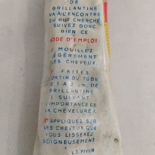 Vintage L.T. Piver French Hair Brilliantine Tube used, 1950s