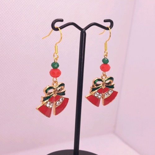 Handmade Christmas earrings new with crystals