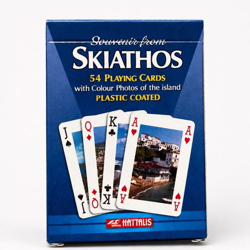 Souvenir Playing Cards from Skiathos like new, 54 plastic-coated