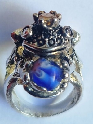 Vintage statement δαχτυλίδι Ο Βάτραχος Πρίγκιπας με Murano-Style Glass μεταχειρισμένο