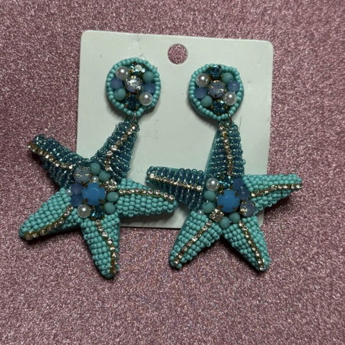 Starfish earrings like new, blue turquoise