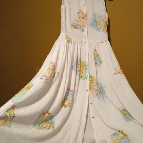 Together! vintage early '90s maxi sleeveless dress white multicolor like new