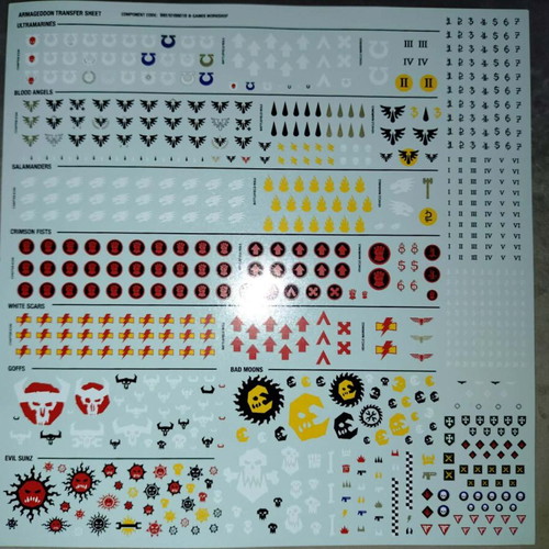 Warhammer 40k Armageddon transfer sheet like new