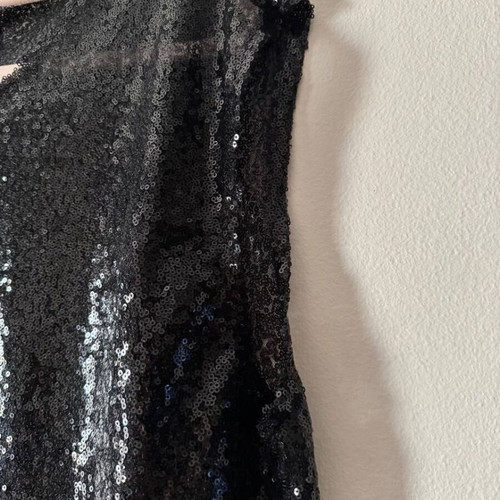 Black Sequin Top handmade in Greece, size S, like new