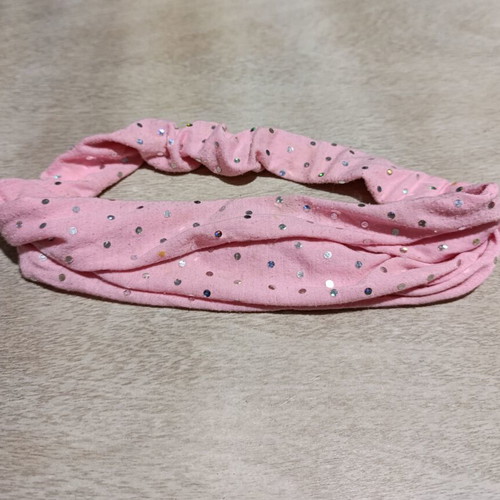 Bandana pink with silver dots used, children's hair accessory
