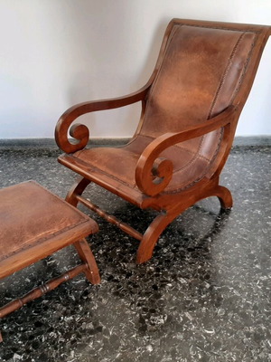 Indonesian teak chair used with stool