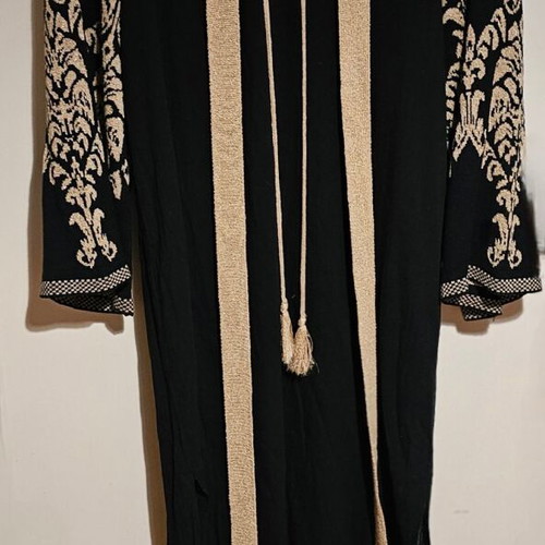 Aggel Knitwear Black Long Dress New With Gold Embroidery