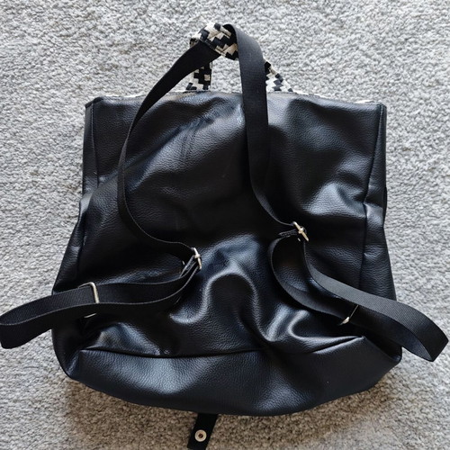 Handmade women's TZELATI bag used, leatherette and fabric