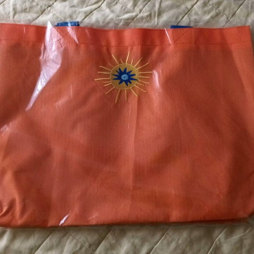 VICHY Beach Tote orange with striped lining new and unused