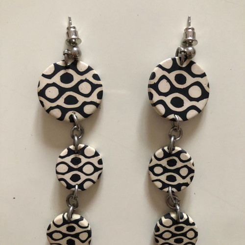 Wooden hanging earrings used, painted