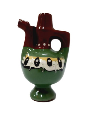 Handmade ceramic whistling jug from Bulgaria 70s like new, green