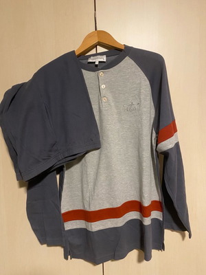 Комплект пижами Robert Matra нов, мъжки памучен, сив и син, размер L