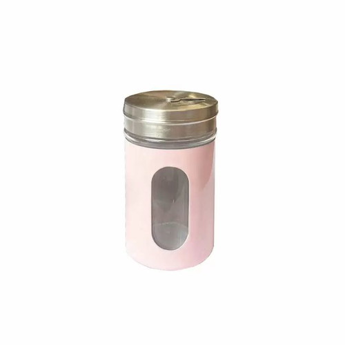 Glass spice jar with rotating lid 5 x 8cm pink