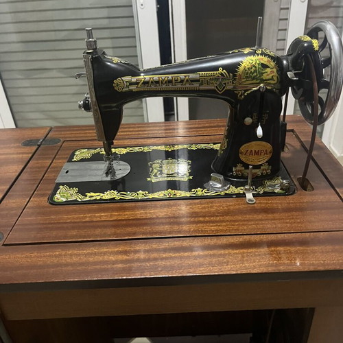 ZAMPA vintage sewing machine with wooden cabinet used