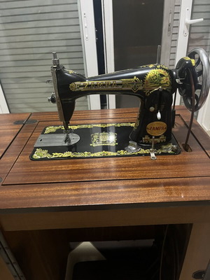 ZAMPA vintage sewing machine with wooden cabinet used