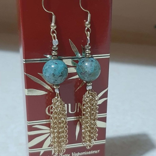 Earrings with stone gold glue on steel new