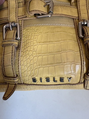 Sisley vintage yellow bag with croc texture, used