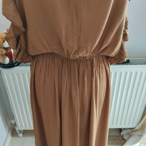 BSB Boho dress camel with lace size S asymmetrical like new