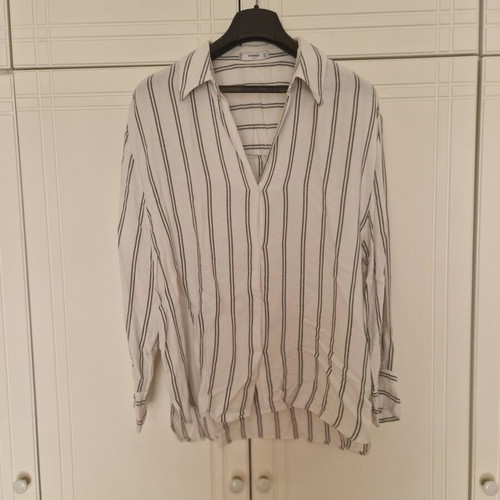 Mango striped shirt size M like new, white and grey