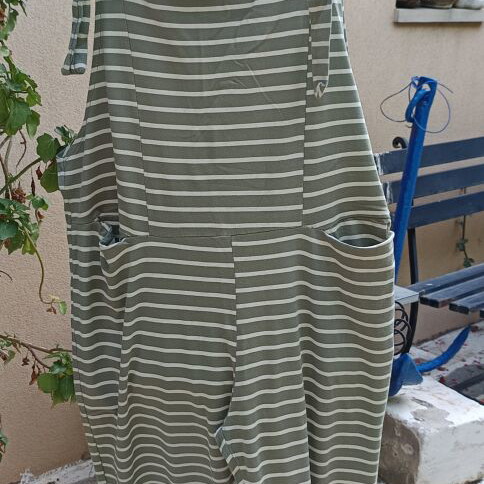 Striped Cotton Jumpsuit one size new with front pockets and adjustable straps